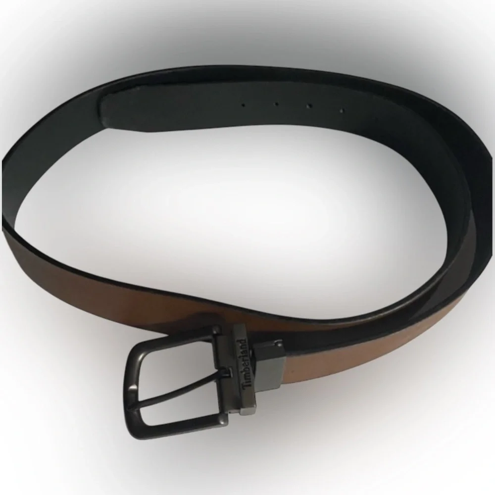 TIMBERLAND Belt, Full Grain Leather, Reversible Black, Brown, Sz 48​, 3X